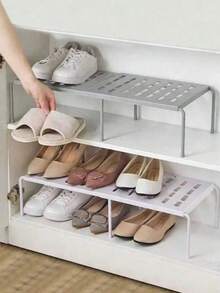 Expandable Shoe Rack, Multi-Functional Space-Saving Shoe Storage Rack, Closet Shelf Organizer, Double-Layer Desktop Storage Rack, Kitchen Dish Cup Utensil Drying Rack - Multicolor - View 1