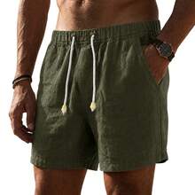 Set Of 3 Premium Linen Shorts For Men - Luxury Beachwear - 綠色 - 查看 2
