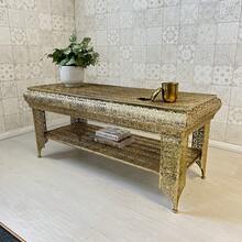 DOWNTON INTERIORS UK Gold TV Stand Unit With Shelf Embossed Metal Moroccan Style - Gold - View 6