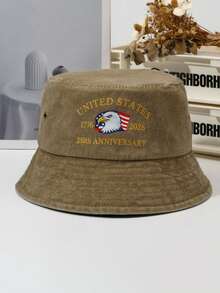 Sombrero de cubo de mezclilla unisex con águila de aniversario, sombrero conmemorativo bordado de nuevo estilo, protección solar, versátil - A - Ver 6