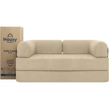 Sofá Cama Miami |   Multifuncional Comprimido 2 Plazas 2 Camas Individuales o 1 Queen (Gris Oscuro) - Beige - Ver 10