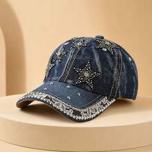 Unisex Rhinestone Five-Point Star Baseball Cap, Vintage Style Sun Hat, Suitable For Spring And Summer Daily Wear - Pentagram - View 21