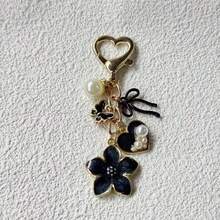 1Pc Alloy Enamel, Sakura Heart Pearl Bow Keychain, Suitable For Back To School, Teen Girls, Daily Handbag Decor, Schoolbag Pendant - Multicolor - View 5
