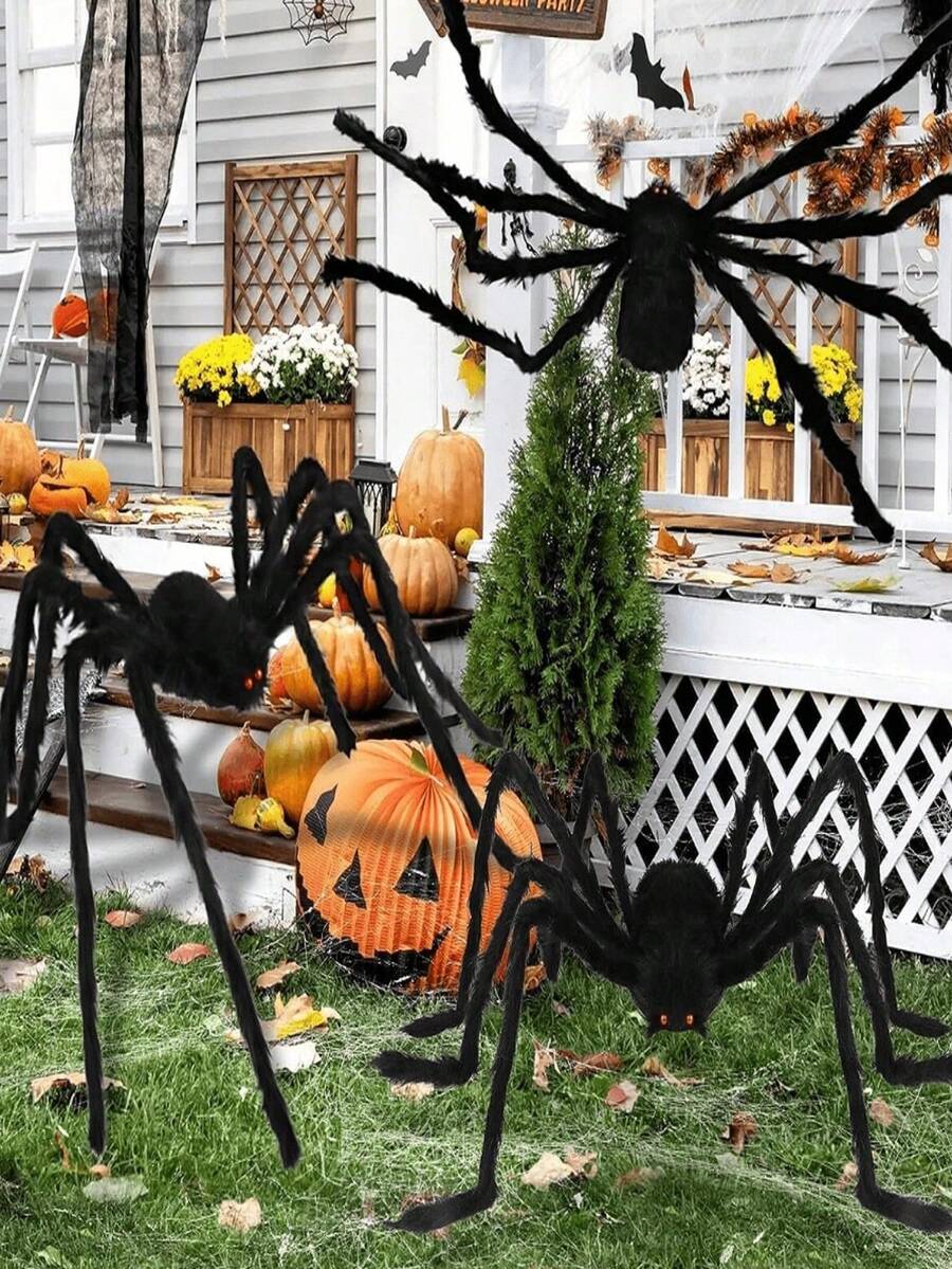 Decoración de Araña Gigante Aterradora para Halloween, Adecuada para Decoración del Hogar de Halloween, Decoración de Habitación, Fiesta de Tema de Terror, Decoración de Casa Embrujada, Decoración de Jardín, Decoración de Patio y Decoración de Fiesta, Decoración Perfecta de Halloween - Talla única - Ver 1