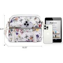 Dasein Bolso bandolera con cremallera para mujer, bolso de hombro a la moda con múltiples bolsillos - 00-blanco Floral - Ver 5