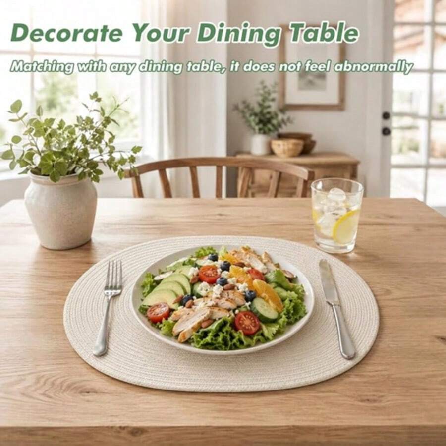 1 buah/4 buah/8 buah Alas Piring Oval Anti Selip Tahan Panas, Cocok Untuk Dapur, Ruang Makan, Pesta Luar Ruangan, Terutama Untuk Perjamuan dan Acara Liburan - Light Grey - View 1