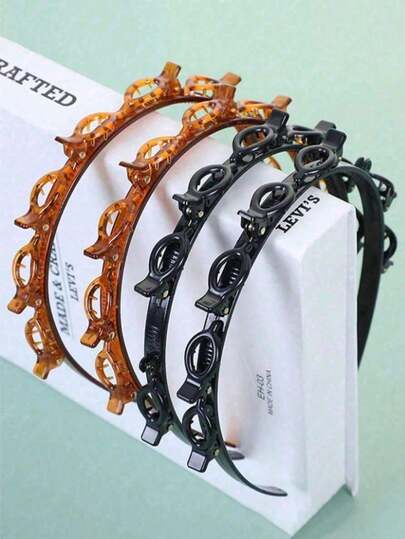 1pc New Korean Style Hollow Woven Headband, Knitted Hair Clip, Women's Hair Accessory, Suitable For Daily Wear, Curly Hair Styling, Skincare, Face Washing, Makeup, Mask, Travel Hair Care