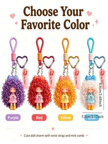 Nai Fu Doll Pendant Cartoon Fluffy Girl Keychain Pendant Women's Bag Charm Small Gift Key Ring Car Key Decoration Pendant Accessory - Multicolor - View 10