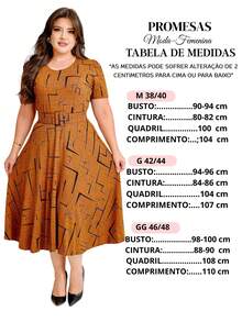 GODÊ MIDI DRESS WITH FULL SKIRT WITH BELT AND GEOMETRIC PRINT - Camel - Ver 5