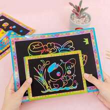 10/20pcs DIY Scratch Art Set, Includes Art Paper, Magic Painting Paper, Scratching Tools And Wooden Scratching Pens, Creative Coloring Handmade DIY Painting Set - Multicolor - View 8