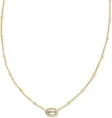 Kendra Scott Mini Elisa - Collar corto con colgante satélite chapado en oro de 14 quilates, joyería de moda para mujer - ORO - TURQUESA - Ver 1