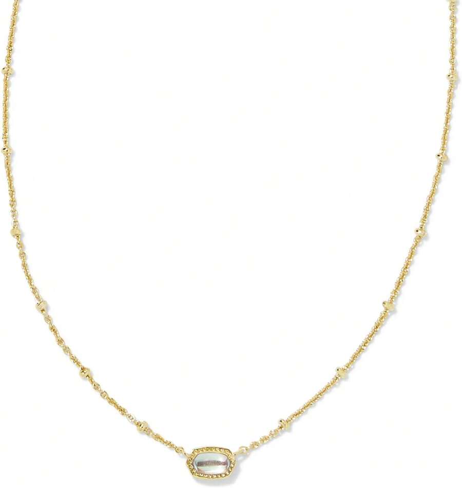 Kendra Scott Mini Elisa - Collar corto con colgante satélite chapado en oro de 14 quilates, joyería de moda para mujer - ORO - TURQUESA - Ver 1