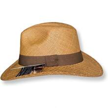 stuche Premium tipo Maletín + Cintas Intercambiables - Clip de Viaje + Ajustador de Talla - Hecho a Mano en Ecuador 100% Paja Toquilla Auténtica - Unisex Hombre y Mujer – Protección Solar UV - Cafetería - Ver 3