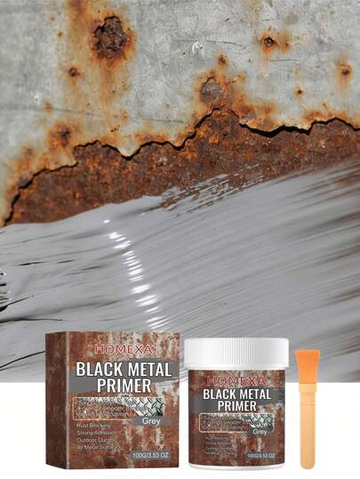 100g Grey Metal Anti-Rust Primer With Brush, Corrosion-Resistant Weather-Resistant Metal Protective Coating, DIY Metal Fence, Car Parts And Iron Tools Refurbishment Paint
