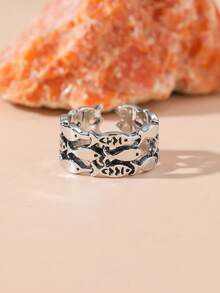 1 Vintage Fashion Minimalist Thai Silver Small Fish Ring - Antique Silver - View 4