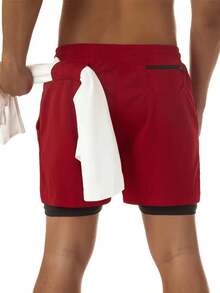 2 In 1 Sports Shorts, Pink Hair Elf Frieren & Assassin Yor  Anime Print Quick Dry Workout Shorts - 紅色 - 查看 7