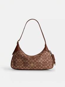 Coach Ella 35 經典字母印花拉鍊女款時尚單肩馬鞍包 - 鏽棕色 - 查看 1