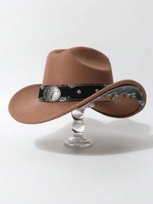 1pc Women's Fashion New Rivet Embroidered Brim Decor , European & American Western Cowboy , Jazz , Suitable For Party, Western Theme Event, Gathering, Cosplay, Graduation Ceremony, Masquerade, Holiday, Birthday Celebration, Music Festival, Travel & Hiking, Sports Events - Top Hat - View 10