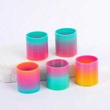 1pc Colorful Ring - Elastic Ring - Rainbow Spring Toy - Dynamic Educational Stacking Ring Toy - Rainbow Color - Party Gift Entertainment Learning Tool - Random Color - Multicolor - View 5