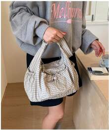Bolso bandolera de nailon para mujer, ligero, con correa ajustable y múltiples bolsillos - Negro - Ver 5