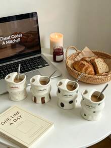 1pc 350ml Hand-Painted Ceramic Mug - Suitable For Daily Use, Hot And Cold Drinks - Applicable For Various Occasions. Excellent Insulation, Microwave , Reusable, Ideal For Tea, Juice And Coffee - Dishwasher Or Hand Washable. The Novel Design Makes It An Ideal Gift For Christmas, Halloween, Independence Day, Graduation, Cafe Decor, Thanksgiving, Birthday And Valentine's Day. A Fun And Decorative Mug - Multicolor - View 6