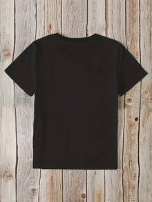 Camiseta de Cuello Redondo Estampada Talla Grande - Negro - Ver 2