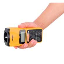 Medidor de Distancia -Laser Adir 339 - Distanciómetro Ultrasónico Digital con Puntero Guía - Pantalla LCD de Alta Precisión - Amarillo - Ver 3