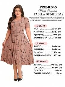 GODÊ MIDI DRESS WITH FULL SKIRT WITH BELT AND GEOMETRIC PRINT - Beis - Ver 5