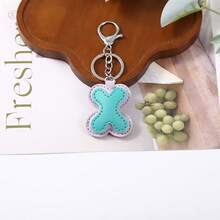 1pc Back To School Daily Dopamine Dual-Color PU Leather Letter Keychain, Full 26 Letters Lobster Clasp Backpack Pendant - Multicolor - View 5