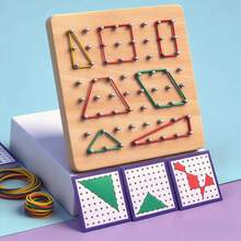 Juego de Tablero de Clavos con Rompecabezas de Reconocimiento de Formas de Madera 2 en 1, Tarjetas de Patrones Educativas, Juguete Creativo para Niños - Multicolor - Ver 11