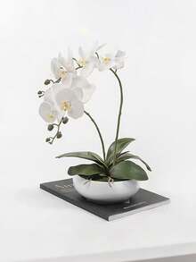 1 Peça Ramo Artificial Grande de Orquídea Phalaenopsis, Arranjo Floral para Decoração de Casa, Decoração de Casamento, Suprimentos para Festa de Festival, Haste de Orquídea Falsa Branca Premium com Toque Real, Spray de Orquídea Flexível e Dobrável com Botões Naturais, Ramo de Orquídea Artificial Sem Manutenção para Mesa de Jantar, Lobby de Hotel, Centro de Casamento, Decoração de Interiores Minimalista e Presente Ideal, Decoração de Casa, Decoração de Quarto - Branco - Visão 10
