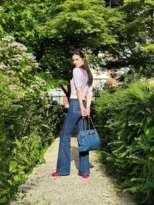 Hana - Bolso mediano de gamuza sintética para mujer - Blanco sucio - Ver 11
