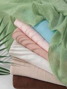 1 Peça Novo Lenço de Algodão e Linho de Cor Sólida para Mulheres Primavera/Verão Lenço de Cor Sólida Japonês/Coreano Proteção Solar Xale Quente Simples Retrô com Franjas Versátil de Seda - Multicolorido - Visão 1