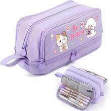 Cute Pink Cat Desktop Stationery Pencil Case, Suitable For School Group Customization, Gift Giving, 4-Layer Zipper Multi-Function Pencil Holder, New Large Capacity Japanese Style Cute Stationery Storage Bag, Women's Back To School Supplies - Multicolor - View 10