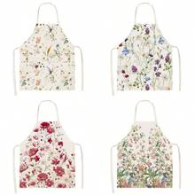 1pc Watercolor Wildflower Print Apron - Sleeveless Design, Durable And Comfortable Fit, With Mori Style Pastel Pastoral Pattern, Suitable For Cooking, Baking And Home Cleaning, Household Cleaning, Housework Apron, Home Uniform, Hand-Painted Handmade Gardening Apron, Fun Holiday Gift - Multicolor - View 10