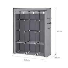 Baroni Home Armadio in Tessuto Richiudibile, Mobile Pieghevole Salvaspazio con Struttura in Ferro per Camera da Letto, Cabina Armadio, Grigio 6 Scomparti - 6 camere - Visualizzare 7