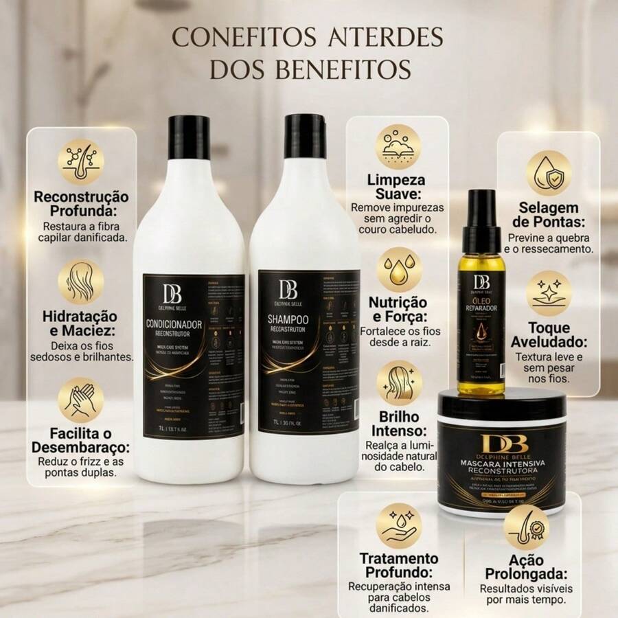 Kit BLACK 4 em 1 Tratamento Capilar Delphine Belle Original - 4 em 1 - Visão 1