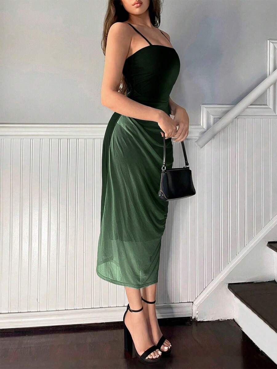 VZKX Nuevo 2026: Vestido elegante de corte imperio con diseño plisado en degradado, perfecto para la temporada de calor - Morado - Ver 1