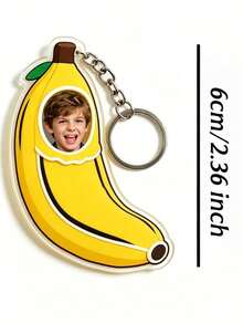 Custom Cute Custom Face Banana Acrylic Keychain, Funny Fruit Custom Portrait, Suitable For Unique Birthday/Anniversary Gifts For Relatives And Friends, Cute Personalized Keychain, Acrylic Photo Custom Keychain - Multicolor - View 3