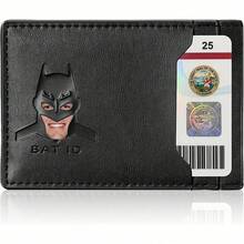 Leather Bat Wallet, Superhero Card Holder With Multiple Card Slots, Face Eyes Cutout Card Holder, Personalized ID Wallet - Black - View 8