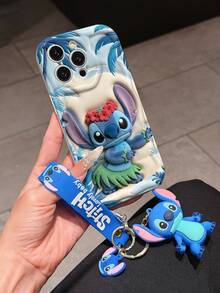 Disney Lilo And Stitch Phone Case : 3D Fluffy Pattern Border Protector Phone Soft Phone Case With A Free Cute Stitch Bracelet Chain Lanyard, Stitch, Lilo, Angel, For Apple 17 Promax 17 Pro 16 15 14 13 12 11 Pro Max XS Max X XR Soft Cover Summer Phone Case - 白色 - 查看 3