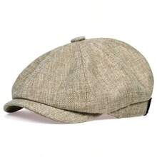 1pc Men's Short Brim Solid Color Linen Newsboy Cap, Outdoor Party Elegant Beret, Spring/Autumn Baseball Cap - One Size Fits All - View 13