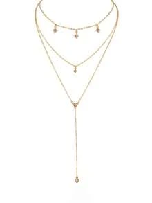 1pc Simple Fashion Multi-Layer Stacked Starry Sky Pendant Necklace For Women, Gold Jewelry - Gold - View 3