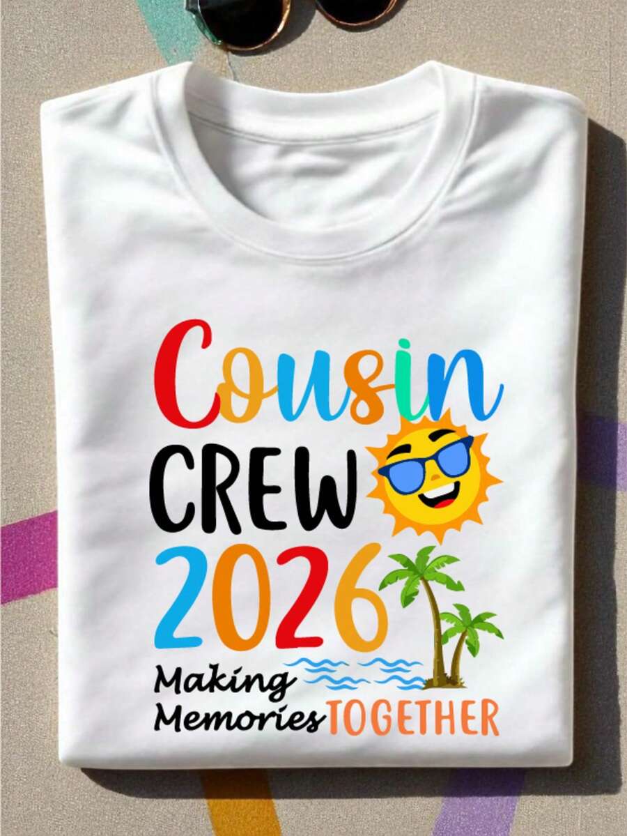 Summer Cousin Crew 2026 Shirt, Cousin Squad Tee, Summer Cousin Tees, Cousins Trip Gifts, Cousin Vacation Shirts, Family Summer Matching Shirts. M-543 - 白色 - 查看 1