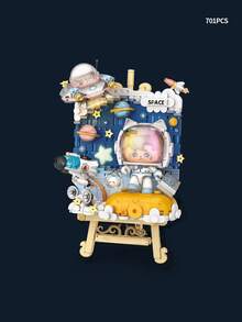 LOZ 700+PCS Balok Bangunan Astronot Perjalanan Luar Angkasa, Model Bangunan Jelajah Planet, Lukisan Balok Bangunan 3D, Set Balok Bangunan Rakitan, Dekorasi Ruang Tamu, Suvenir Koleksi - MultiWarna - View 10