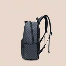 SHILAN Simple Striped Decor Daily Backpack Hardwearing Printed Fabric Top Handle Design Spacious Storage Outdoor Sports Business Travel Shoulder Bag - Black - View 3