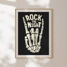 1 pieza Decoración de pared de esqueleto de moda Rock The Night para Halloween, estampado de otoño, decoración de otoño linda, póster de arte de pared en lienzo de temporada de terror, adecuado para decoración del hogar, dormitorio, sala de estar, regalo de cumpleaños y graduación, decoración de Halloween, regalo de Halloween, decoración del Día de Todos los Santos, regalo del Día de Todos los Santos - A - Ver 8