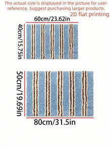 極簡風仿羊絨浴室地墊，多功能垂直條紋居家臥室地板墊，適用於玄關、臥室與浴室，適合臥室浴缸、淋浴區及浴室使用 - A - 查看 4