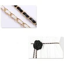 Cadena de Cintura para Mujer para Decorar Suéter, Cinturón Delgado de Metal PU con Flor Grande - Un color - Ver 5