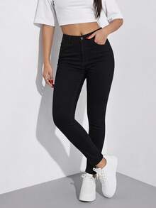 Push Up Skinny Dark Blue Comfort Stretch Daily Wear Denim Jean - Black - View 4